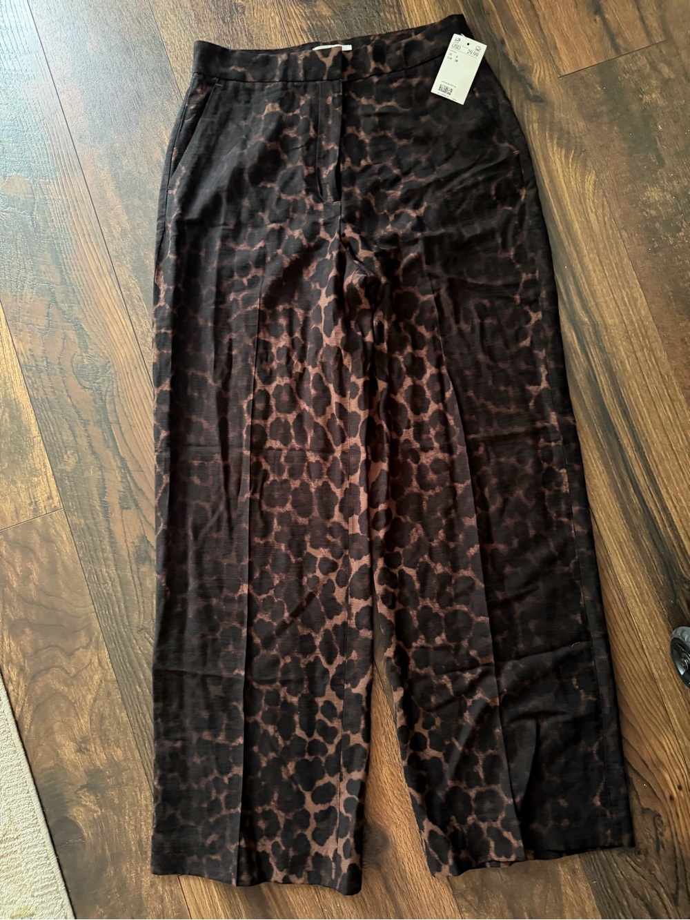 H&M Brown & Black Wide-Leg Leopard Print Pants